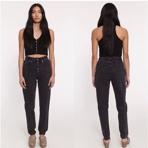 Decade Bonnie High Rise Straight Leg Taper Jean Lisbon Black Size 32